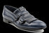 Double Buckled Crust Leather Loafers in Navy